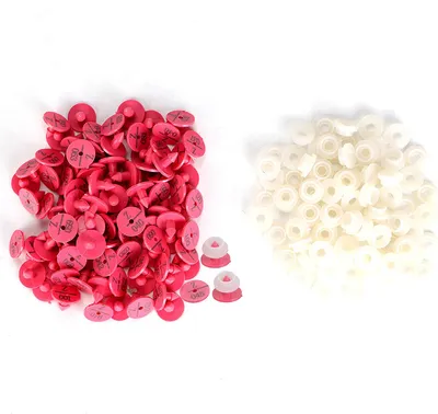 Immagine prodotto di 100 pezzi di marchi identificativi in plastica di alta qualità per conigli, volpi, etichette identificative per cani (rosa)