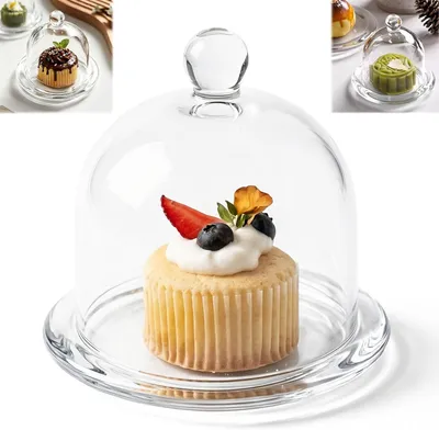 Imagen del producto de Campana de vidrio de 9,3 cm, campana para cítricos, campana para pasteles para la cocina