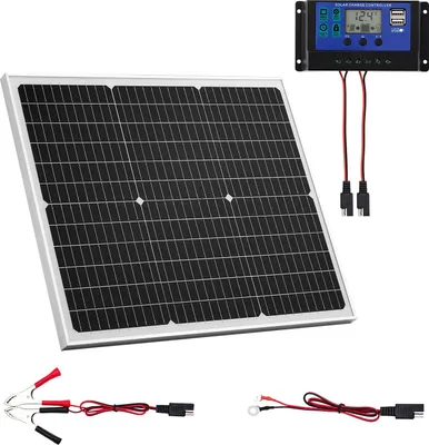 Obrázek produktu pro Solární panel 12V 50W - Sada monokrystalických solárních modulů - Regulátor nabíjení MPPT - Pro auto, loď, obytný vůz, přívěs - Pro ploché střechy - Montážní držák není součástí balení