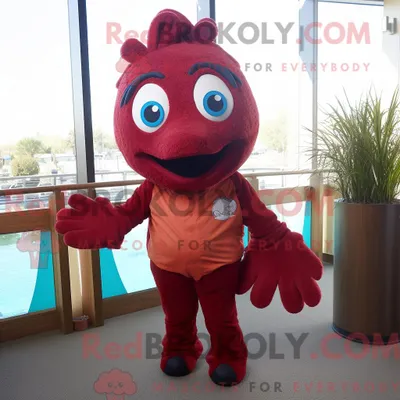 Produktbild von Kastanienbraunes REDBROKOLY Betta-Fisch-Maskottchen-Kostüm bekleidet mit Caprihose und Fäustlingen