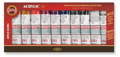 Immagine prodotto di KOH-I-NOOR Acrylic 10 - Set di colori acrilici con medium e diluente