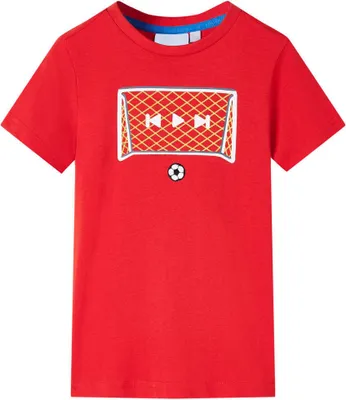 Produktbild von Kinder T-Shirt Rot Gr. 92 mit Fußballmotiv, 100 % Baumwolle