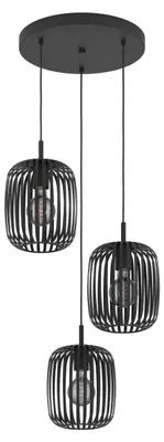 Immagine prodotto di EGLO Romazzina, lampada a sospensione a 3 luci sopra il tavolo da pranzo, lampada a sospensione rotonda in metallo nero, lampada a sospensione con attacco E27, Ø 46 cm