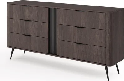 Image de Commode FURNLUX Veris chêne foncé et noir 163 cm / Couleur principale : marron / Dimensions : 163 x 81 x 38 cm