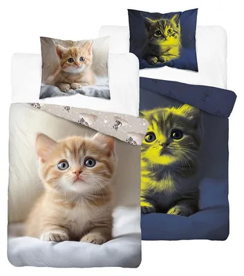 Immagine prodotto di Biancheria da letto, biancheria da letto per bambini che si illumina al buio 140x200 5850a Gatto