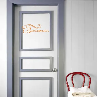 Produktbild von Wandtattoo - Wandaufkleber - Tür- Wandtattoo Badezimmer - 60cm x 20cm orange - Dekoration Küche Wohnzimmer Wand