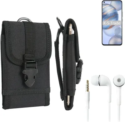 Produktbild von K-S-Trade Holster Schutz Hülle kompatibel mit Huawei Honor 30 Gürteltasche Handy Hülle Tasche outdoor Seitentasche schwarz 1x + Kopfhörer