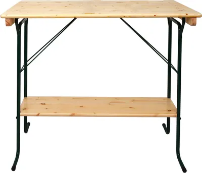 Produktbild von Stehtisch HWC-L67, Biergartentisch Biertisch Bierzelttisch Campingtisch, klappbar Metall Kiefer Holz 110x125x70cm
