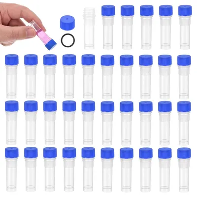 36 Kunststoff-Reagenzgläser 1 ml mit Deckel, blau