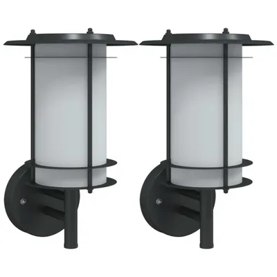 Image de vidaXL Lampes murales d'extérieur 2 pcs. noir acier inoxydable