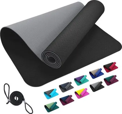 Productafbeelding van TPE Sportmat 183x61 cm - Antislip Yoga- en Fitnessmat met Draagriem