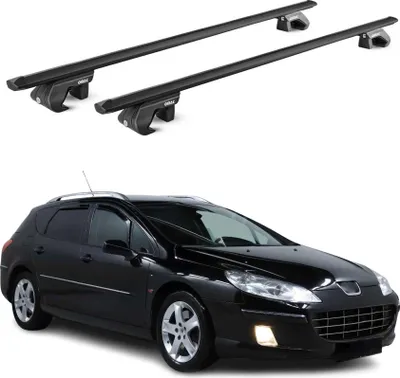 Produktbild von Dachträger Grundtäger für Peugeot 407 Kombi 2004-2011 90kg Alu Schwarz 2 tlg ABE