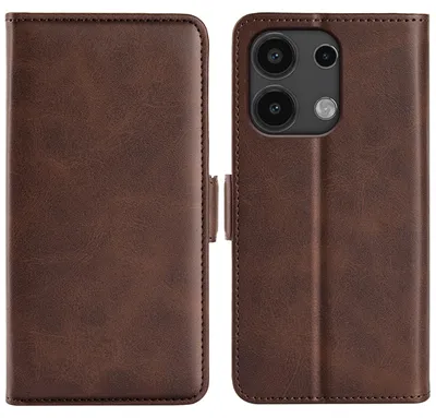 Productafbeelding van MobyDefend Hoesje - Geschikt voor Xiaomi Redmi Note 13 4G  -  Luxe Wallet Book Case (Sluiting Zijkant) - Bruin