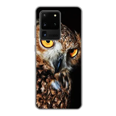 Produktbild von MuchoWow® Handyhülle Schutzhülle Hülle für Samsung Galaxy S20 Ultra Eule - Schwarz - Gelb Silikon Softcase Handy Hülle - Karteninhaber