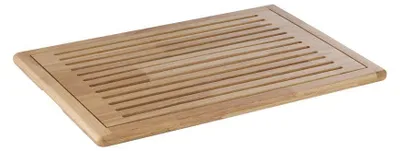 Produktbild von APS 955 Brotschneidebrett, Holz (Rubberwood), herausnehmbares Krümelfach, Antirutsch-Füßchen, 47,5 x 32 cm, Höhe 2 cm