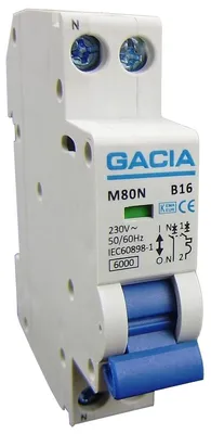 Productafbeelding van Gacia Installatieautomaat - 16A 6kA - 1P+N - M80N-B16