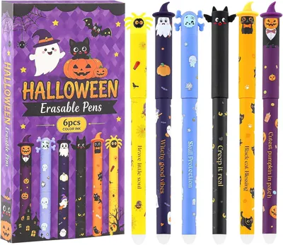 Image de Stylos Halloween - Coffret de 6 - Stylos effaçables et stylos gel
