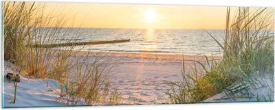 Produktbild von Bilder auf glas - Düne Strand Meer - 90x30cm - Glasbilder - Wandbilder - Kunstdruck - zum Aufhängen bereit - Wanddekoration aus Glas - Glas Bilder - Wandbild auf Glas - Einteilig - GAB90x30-3989