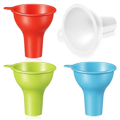 4 Silikontrichter 7,5×2,5 cm – Rot, Weiß, Grün, Blau