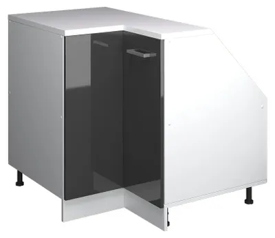 Produktbild von Eck-Küchenschrank für Dachschrägen Vicco R-Line Anthrazit Hochglanz 75.6 cm mit 1 Tür, Schrankkorpus 60 cm Tiefe, Model 60438