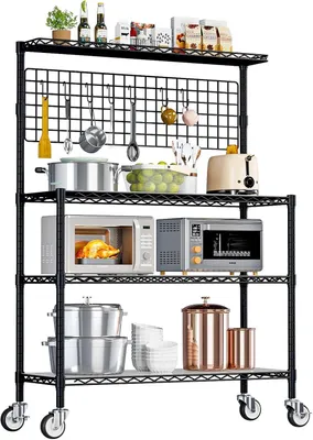 Produktbild von Küchenregal für die Mikrowelle 4-stufig, geräumig, schwarz, 106x45x160 cm