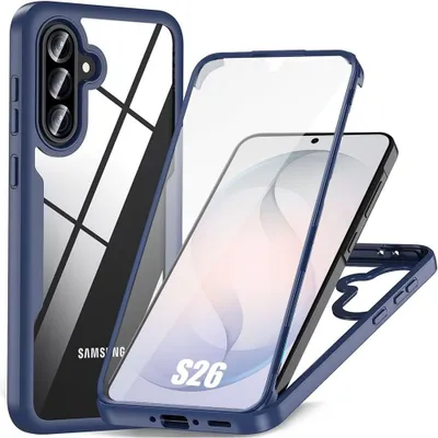Image de Coque pour Samsung Galaxy S26, Protection Hybride Antichoc Tranparent Rigide Bordure Bleu Marine