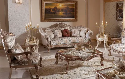 Produktbild von Casa Padrino Luxus Barock Wohnzimmer Set Grau / Kupfer / Silber - 2 Barock Sofas & 2 Barock Sessel & 1 Barock Couchtisch - Luxus Wohnzimmer Möbel im Barockstil - Barock Möbel - Barock Einrichtung