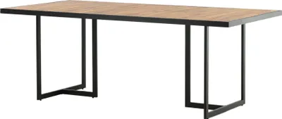Obrázok produktu pre FURNLUX Vonkajší jedálenský stôl Khung Acacia And Black 100 cm / Hlavná farba: hnedá / Rozmery: 100 x 200 x 75 cm