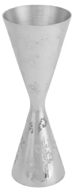 Jigger aus Edelstahl, 60/90 ml, Doppelkopf, mit Blattmuster