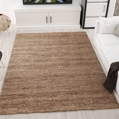 Produktbild von Moderner Kurzflor Teppich Melliert, Pflegeleicht in Braun - V6824, Maße:80 cm x 150 cm