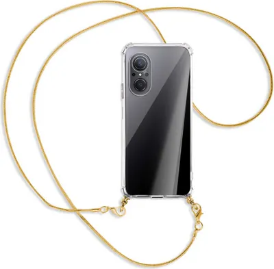 Produktbild von Handykette Backcover-Schutzhülle mit Band (Metall goldfarben) für Huawei nova 9 SE - goldfarbene Kette Snake