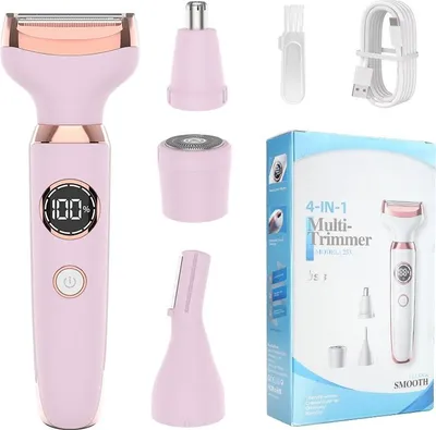 Immagine prodotto di INF Set Rasoio Elettrico Donna 4-in-1 - Depilazione Indolore Viso, Corpo, Naso & Sopracciglia Rosa
