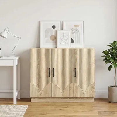 Zdjęcie produktu dla Komoda vidaXL z drewna dębowego Sonoma, 89 x 34,5 x 77 cm, materiał drewnopochodny