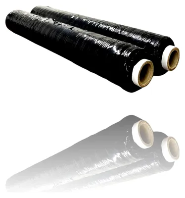 Produktbild von Stretchfolie für Paletten, 400 mm x 250 m, Schwarz, lange Rolle, strapazierfähige Verpackungsfolie