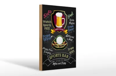 Produktbild von Holzschild Spruch 20x30cm sports bar Golf relax and enjoy
