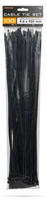 Produktbild von 100 Kabelbinder Schwarz – Nylon 66 Kabelbinder Selbstschließend – Kabelbinder 450 × 4,6 mm – Schwarze Kabelbinder für Kabelmanagement und Installation – Packung mit 100 Stück [05425]
