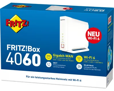 Zdjęcie produktu dla Box 4060, Wi-Fi 6 (802.11ax), Tri-band (2.4 GHz/5 GHz/5 GHz), Przewodowa sieć LAN, Biały, Router biurkowy