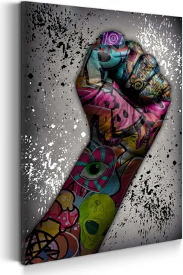 Produktbild von Graffiti Street Art Faust Wandbild Leinwandbild Kunstdruck XL Wanddeko Pop Art: 80x120x2cm