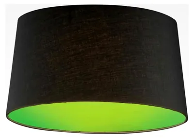 Produktbild von Konischer Lampenschirm aus Stoff in Schwarz mit grünem Innenfutter für E27 Fassungen, Ø 41cm