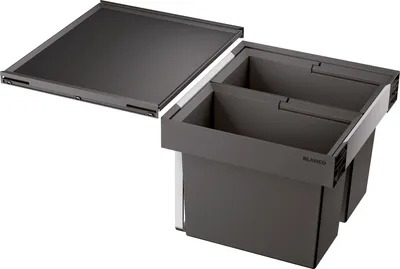Zdjęcie produktu dla System segregacji odpadów BLANCO FLEXON II 50/2 wysuwany z przodu / plastik / antracyt / 2x19 litrów