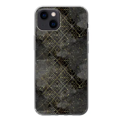 Produktbild von MuchoWow® Handyhülle Schutzhülle Hülle für iPhone 13 mini Marmor - Schwarz - Gold - Geometrie Silikon Softcase Handy Hülle - Softcase