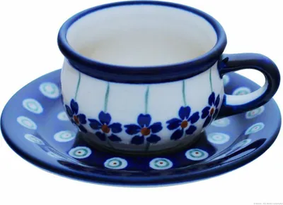 Produktbild von Original Bunzlauer Keramik 0,04 Liter Espressotasse mit Untertasse Mokkatasse mit Untertasse im Design 166s