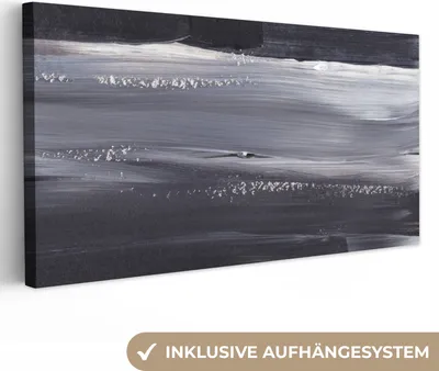 Produktbild von MuchoWow® - Leinwandbilder - Farbe - Abstrakt - Schwarz, Wandbild, Wanddeko Bilder Wohnzimmer, 40x20 cm