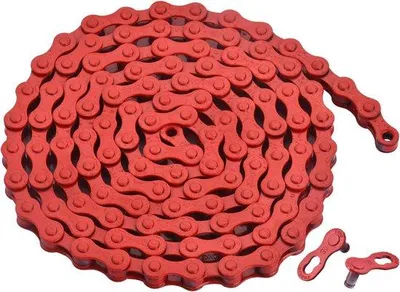 Produktbild von Famanu Singlespeed Fahrradkette (Rot, 1/2" x 1/8", 116 Glieder)