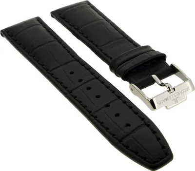 Produktbild von Jacques Lemans 20mm | Uhrenarmband Leder schwarz Krokoprägung 1-1845