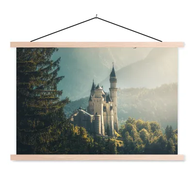 Produktbild von MuchoWow® Textilposter Natur - Schloss - Berg - Neuschwanstein 60x40 cm mit holzfarbenen Rahmen - Bilder