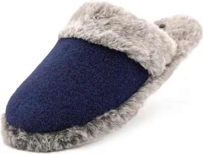 Produktbild von Pantoffeln mit Warmfutter Hausschuhe rutschfeste Slipper Outdoor/Indoor blau, Gr. 40