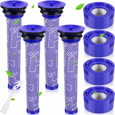 Produktbild von 8 stück Filter für Dyson V8 V7 Staubsauger, 2 Nachfilter & 2 Vorfilter mit 1 Bürste, Ersatzteile Filter Zubehör set