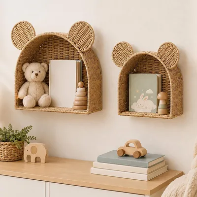 Immagine prodotto di Solidchoice - Set di 2 cesti portaoggetti a forma di orso, realizzati in vimini
