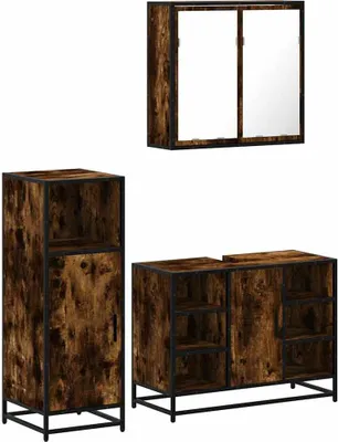 Produktbild von 3-tlg. Badmöbel-Set Räuchereiche Holzwerkstoff